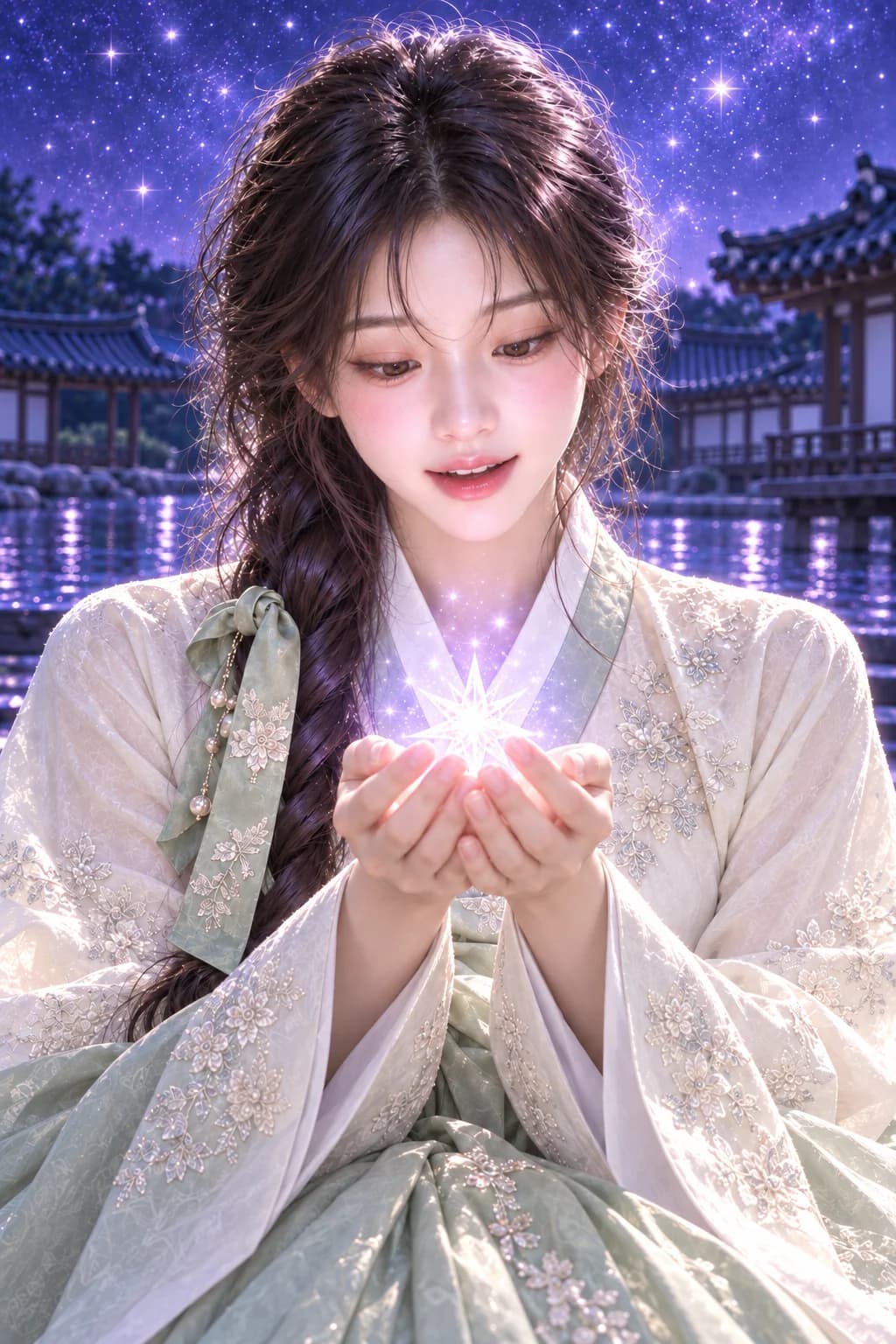 두 손에 모은 별빛을 보며 웃는 소린